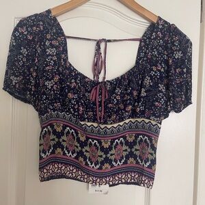 NWT Forever 21 Navy/Multicolored Top